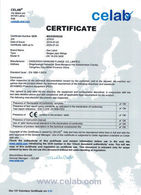 China Cangzhou Hangxin Flange Co.,Limited certification