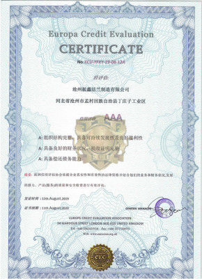 चीन Cangzhou Hangxin Flange Co.,Limited प्रमाणपत्र